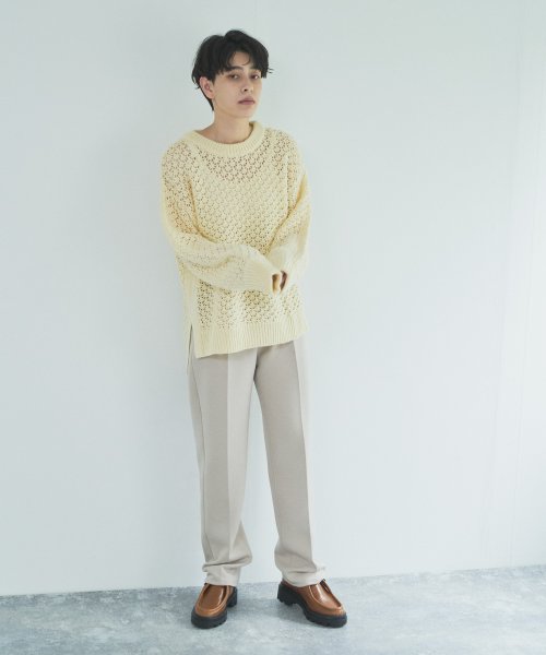 【Audrey and John Wad】レース柄透かし編みニットプルオーバー 