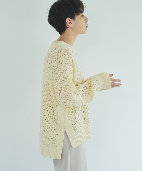 【Audrey and John Wad】レース柄透かし編みニットプルオーバー 