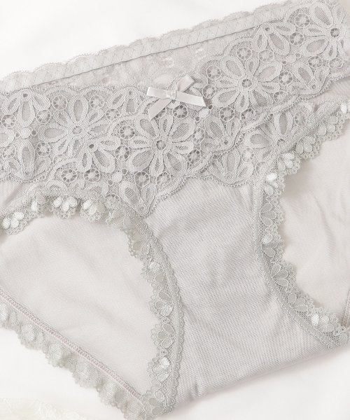 Lace Ladies(レースレディース)/【7枚セット】シアー レース ショーツ レディース 下着 シースルー ヒップハンガー ローライズ ナイロン セクシー フェミニン アンダーウェア グレー ブラッ/img13