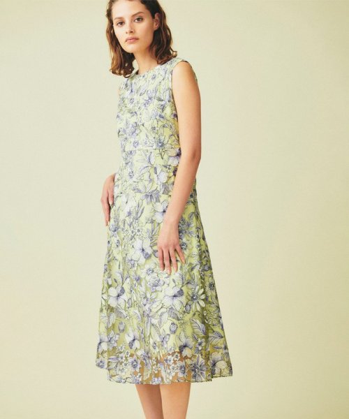 チュールフラワー刺繍ドレス 