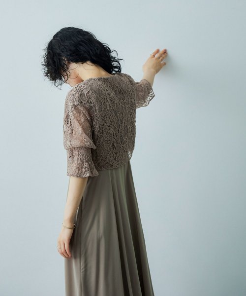 niana ニアナ 結婚式 ワンピース パーティードレス ボレロ キャミワンピ 2点セット レース 羽織 ショート丈 レイヤード リボン ロング丈 ロングドレス ニアナ 5cm