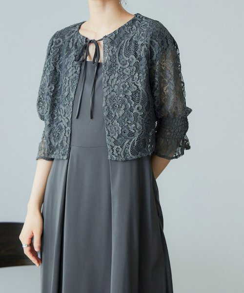 niana ニアナ 結婚式 ワンピース パーティードレス ボレロ キャミワンピ 2点セット レース 羽織 ショート丈 レイヤード リボン ロング丈 ロングドレス ニアナ 5cm