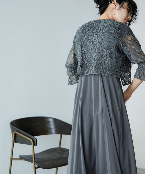 niana ニアナ 結婚式 ワンピース パーティードレス ボレロ キャミワンピ 2点セット レース 羽織 ショート丈 レイヤード リボン ロング丈 ロングドレス ニアナ 5cm