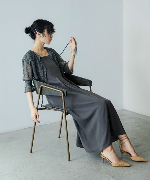 niana ニアナ 結婚式 ワンピース パーティードレス ボレロ キャミワンピ 2点セット レース 羽織 ショート丈 レイヤード リボン ロング丈 ロングドレス ニアナ 5cm