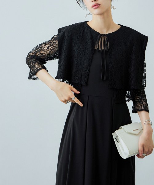 niana ニアナ 結婚式 ワンピース パーティードレス ボレロ キャミワンピ 2点セット レース 羽織 ショート丈 レイヤード リボン ロング丈 ロングドレス ニアナ 5cm