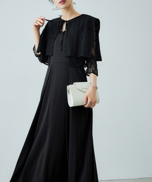 niana ニアナ 結婚式 ワンピース パーティードレス ボレロ キャミワンピ 2点セット レース 羽織 ショート丈 レイヤード リボン ロング丈 ロングドレス ニアナ 5cm