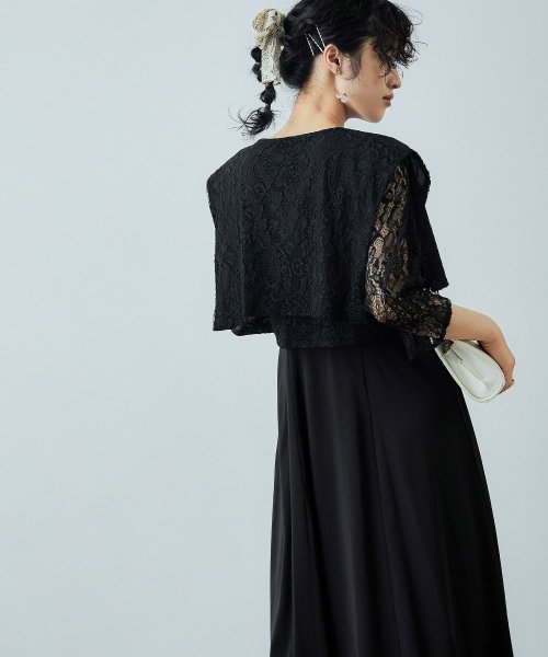 niana ニアナ 結婚式 ワンピース パーティードレス ボレロ キャミワンピ 2点セット レース 羽織 ショート丈 レイヤード リボン ロング丈 ロングドレス ニアナ 5cm