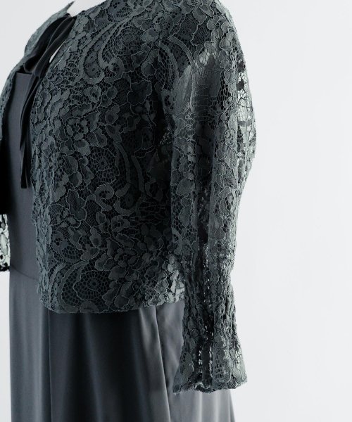 niana ニアナ 結婚式 ワンピース パーティードレス ボレロ キャミワンピ 2点セット レース 羽織 ショート丈 レイヤード リボン ロング丈 ロングドレス ニアナ 5cm