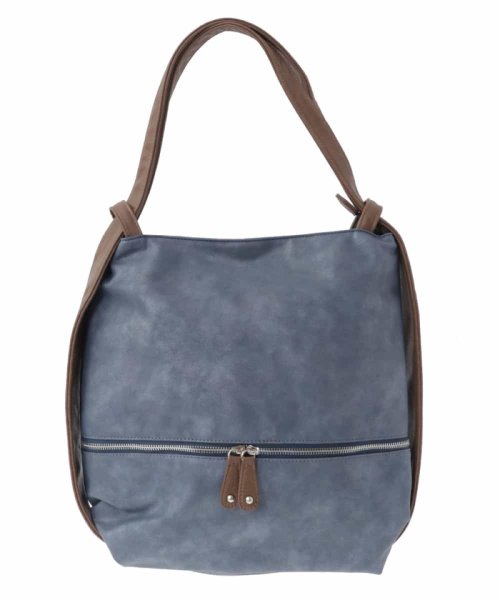 [2WAY・A4サイズ対応]フェイクレザー変形トートバッグ 