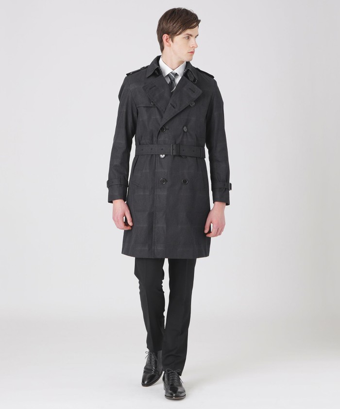 限定】ジャカードクレストブリッジチェックダブルトレンチコート