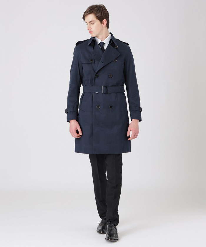 【美品】ブラックレーベルクレストブリッジ　トレンチーコート　チェック　ダブル　M 限定】ジャカードクレストブリッジチェックダブルトレンチコート