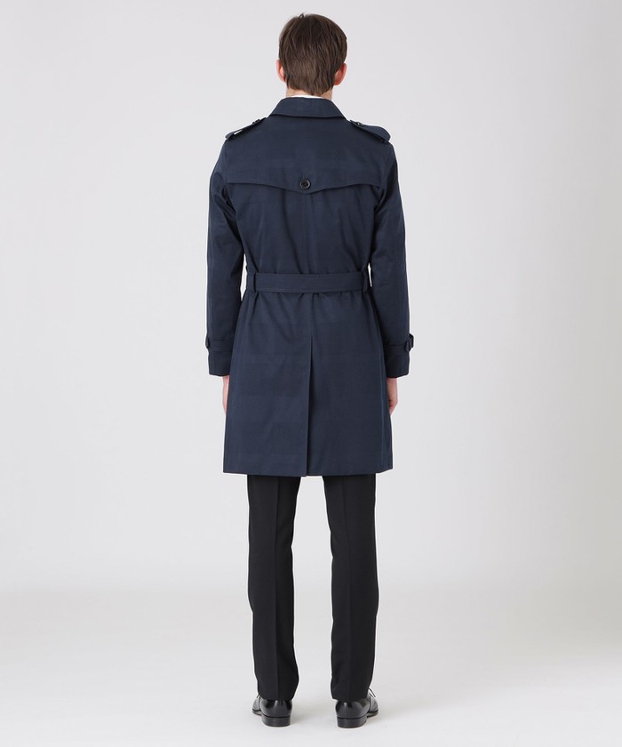 限定】ジャカードクレストブリッジチェックダブルトレンチコート