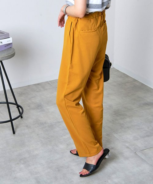フロントスリットパンツ　カットジョーゼット オフィス　ウエストゴム