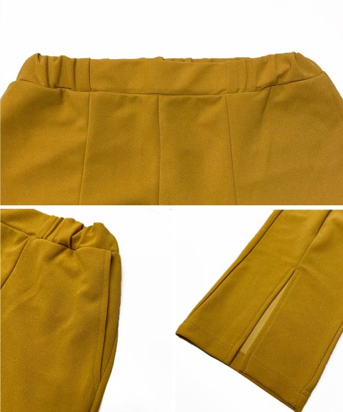 フロントスリットパンツ　カットジョーゼット オフィス　ウエストゴム