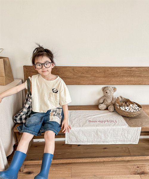 aimoha(aimoha（アイモハ）)/【aimoha－KIDS－】韓国子供服 パッチ入りデニムハーフパンツ/img05