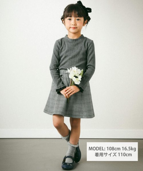 BeBe Petits Pois Vert(ベベ プチ ポワ ヴェール)/リブ袖配色トップス(95~150cm)/img01