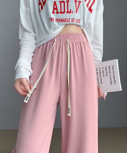 SEU(エスイイユウ)/ひんやり涼しいリブワイドパンツ ストレートパンツ 体型カバー リラックスパンツ ワンマイルウェア カジュアル 韓国ファッション/img39