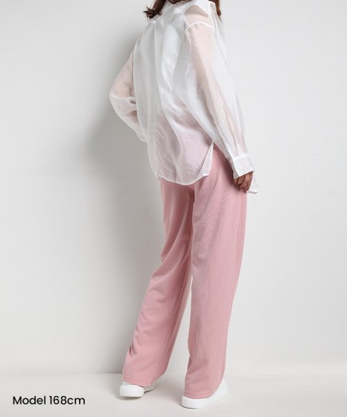 SEU(エスイイユウ)/ひんやり涼しいリブワイドパンツ ストレートパンツ 体型カバー リラックスパンツ ワンマイルウェア カジュアル 韓国ファッション/img48