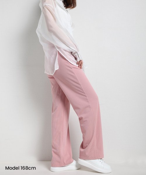 SEU(エスイイユウ)/ひんやり涼しいリブワイドパンツ ストレートパンツ 体型カバー リラックスパンツ ワンマイルウェア カジュアル 韓国ファッション/img49