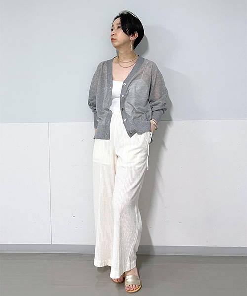 ご好評につき新色追加！]【洗える】Vネックシアーカーディガン