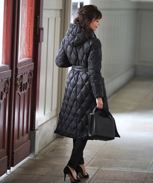 キルティングロングダウンコート(D956) ロング丈キルティングコート