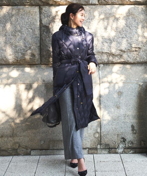 キルティングロングダウンコート(D956) ロング丈キルティングコート