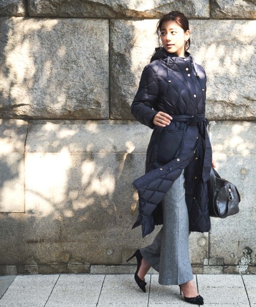 キルティングロングダウンコート(D956) ロング丈キルティングコート