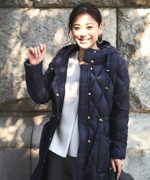 キルティングロングダウンコート(D956) ロング丈キルティングコート