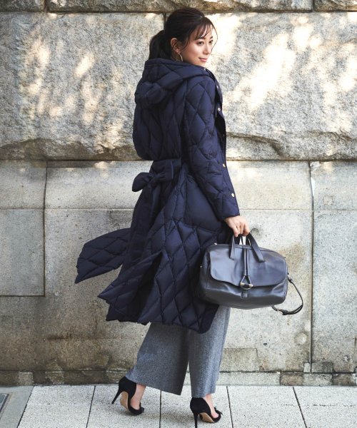 キルティングロングダウンコート(D956) ロング丈キルティングコート