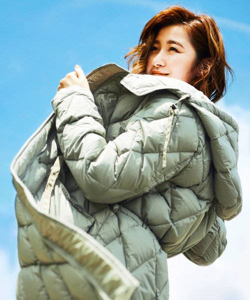 キルティングロングダウンコート(D956) ロング丈キルティングコート