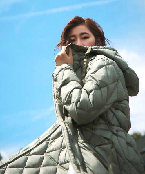 キルティングロングダウンコート(D956) ロング丈キルティングコート