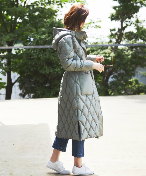 キルティングロングダウンコート(D956) ロング丈キルティングコート