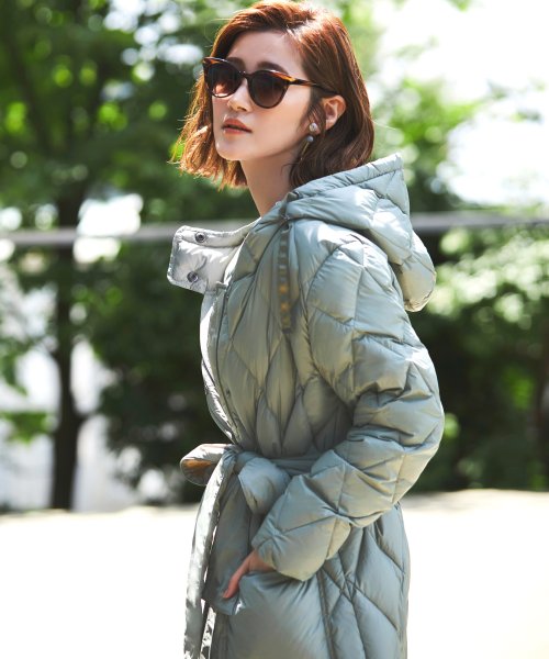 キルティングロングダウンコート(D956) ロング丈キルティングコート