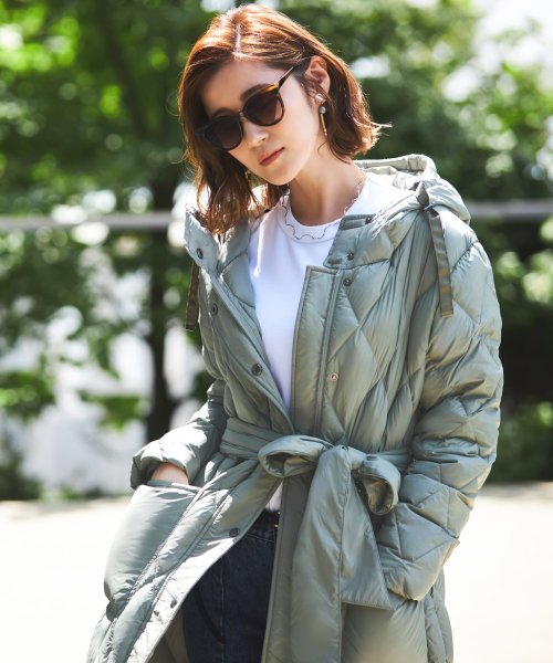 キルティングロングダウンコート(D956) ロング丈キルティングコート