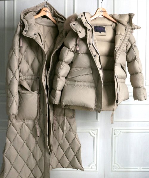 キルティングロングダウンコート(D956) ロング丈キルティングコート
