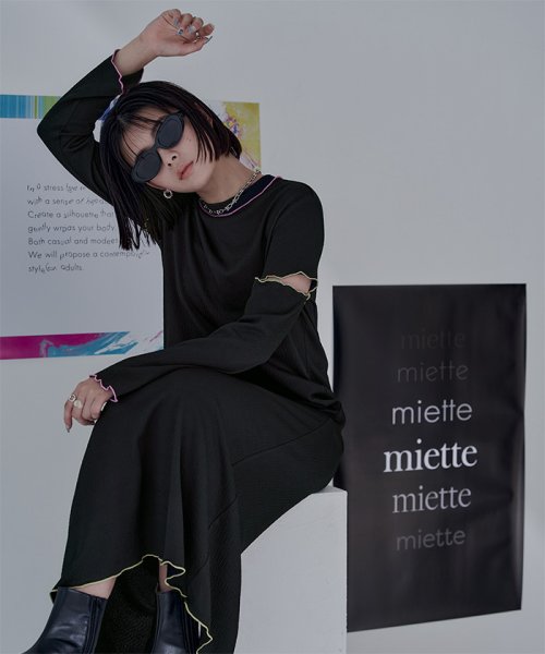 miette(ミエット)/スリットスリーブ配色メローワンピース/img08
