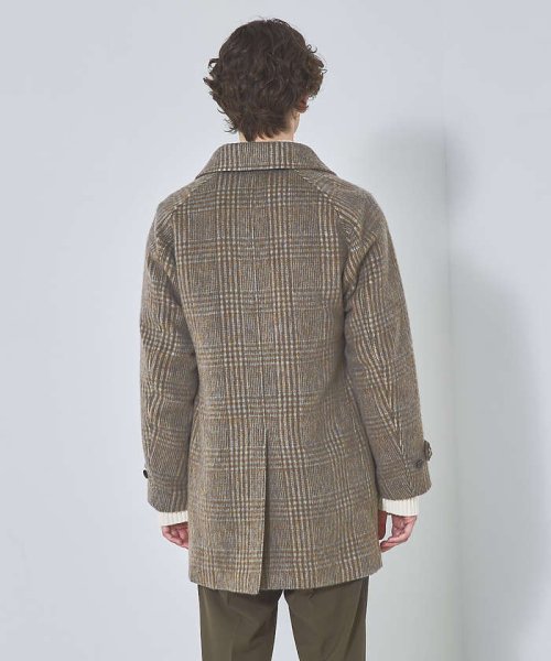 【MANTECO】チェック柄 ウール ショールカラー ハーフコート / チェスタ 