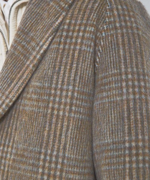 【MANTECO】チェック柄 ウール ショールカラー ハーフコート / チェスタ 