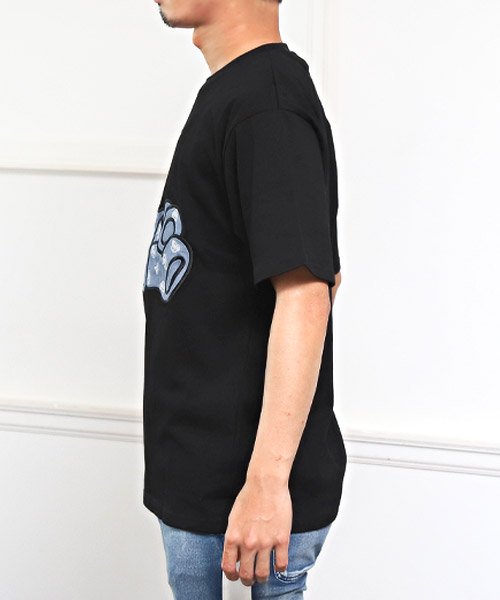LUXSTYLE(ラグスタイル)/RUMSODA(ラムソーダ)ベアアップリケ半袖Tシャツ/Tシャツ メンズ 半袖 ベア クマ アップリケ パンク デニム/img02