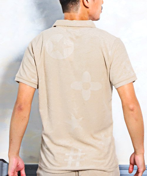 LUXSTYLE(ラグスタイル)/パイル総柄半袖ポロシャツ/ポロシャツ メンズ 半袖 パイル素材 総柄 型押し POLO/img01