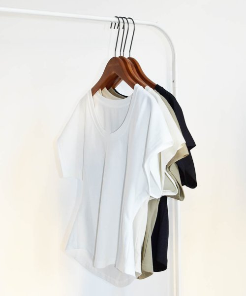 ARGO TOKYO(アルゴトウキョウ)/U－neck Cotton Box T－shirt　24076　UネックコットンボックスTシャツ　Tシャツ　コットンT　半袖　トップス　Uネック/img27