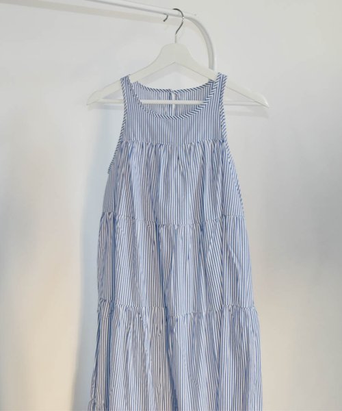 ARGO TOKYO(アルゴトウキョウ)/Stripe Tiered Onepiece 29064　ストラップテイアードワンピース　ワンピース　マキシワンピース　ロングワンピース　テイアード　ギャザーワ/img01