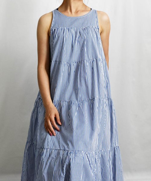 ARGO TOKYO(アルゴトウキョウ)/Stripe Tiered Onepiece 29064　ストラップテイアードワンピース　ワンピース　マキシワンピース　ロングワンピース　テイアード　ギャザーワ/img17