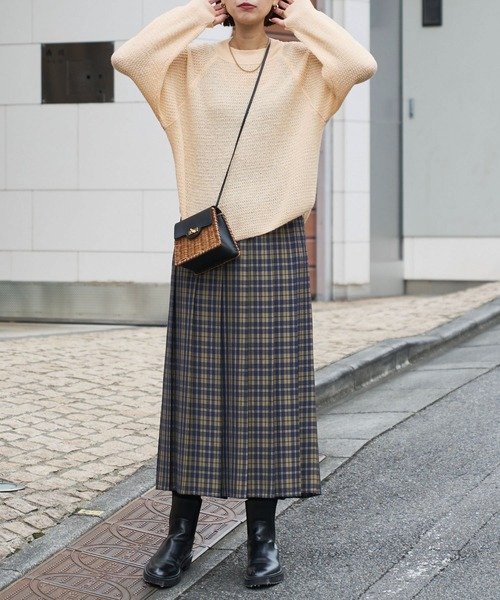 【Audrey and John Wad】オーバーチェックプリーツスカート 