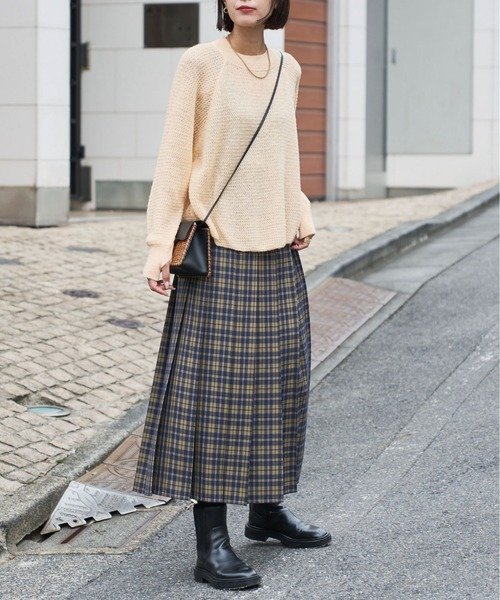 【Audrey and John Wad】オーバーチェックプリーツスカート 