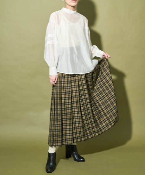 【Audrey and John Wad】オーバーチェックプリーツスカート 