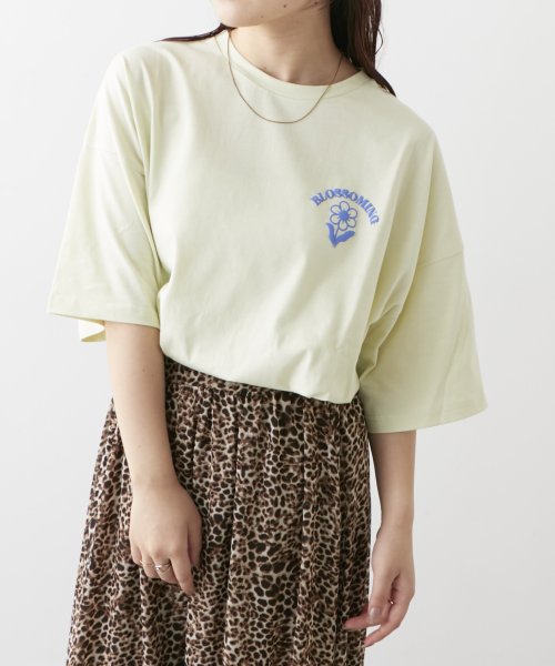 NICE CLAUP OUTLET(ナイスクラップ　アウトレット)/発泡お花BACKプリントTシャツ/img11