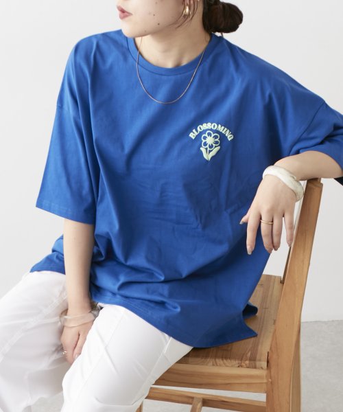 NICE CLAUP OUTLET(ナイスクラップ　アウトレット)/発泡お花BACKプリントTシャツ/img13