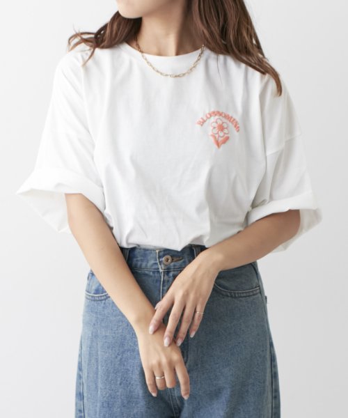NICE CLAUP OUTLET(ナイスクラップ　アウトレット)/発泡お花BACKプリントTシャツ/img15