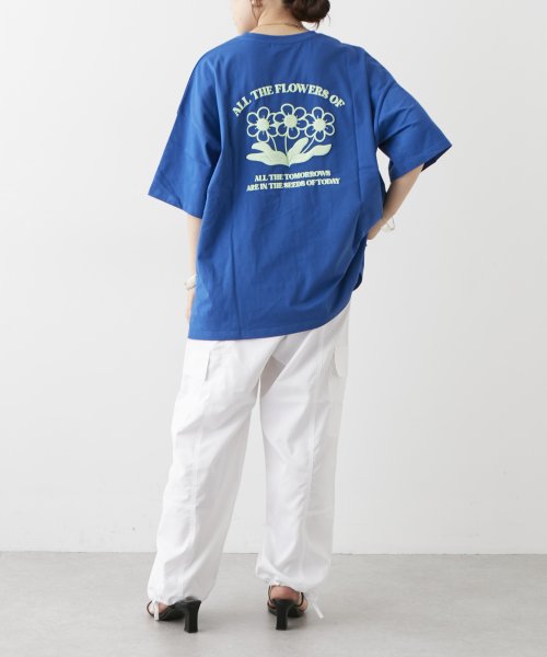 NICE CLAUP OUTLET(ナイスクラップ　アウトレット)/発泡お花BACKプリントTシャツ/img16